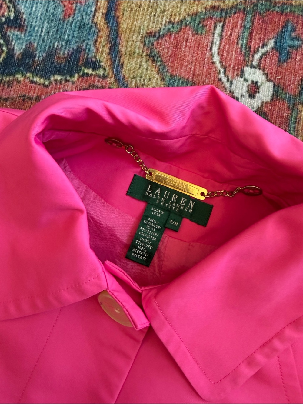 Ralph Lauren pink cropped trench coat jacket petite - Picture 5 of 9